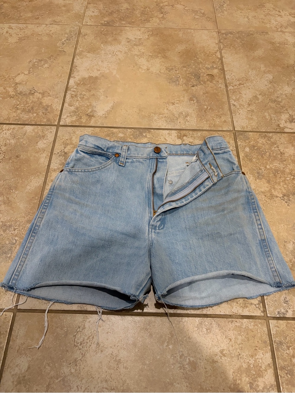Wrangler Light Blue High-Rise Denim cut off Shorts